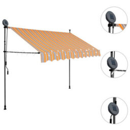 Berkfield Manual Retractable Awning With Led 250 Cm Yellow And Blue - thumbnail 3
