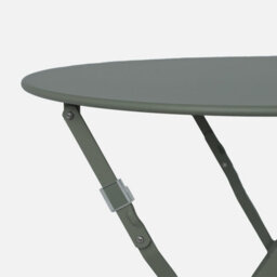Sweeek - Folding Metal Bistro Garden Table Diam.60Cm Seats 2 Emilia 60Cm Khaki Green 60X60X71 Cm - thumbnail 6