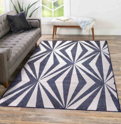 Valencia Modern Crystal Design Carved Area Rugs Navy 200X290 Cm - thumbnail 3