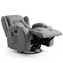 More4Homes Caesar Grey Technology Fabric Manual Recliner Rocking Swivel Heat & Massage Chair - thumbnail 4