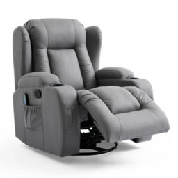 More4Homes Caesar Grey Technology Fabric Manual Recliner Rocking Swivel Heat & Massage Chair - thumbnail 3