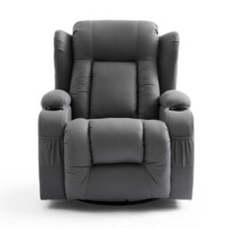 More4Homes Caesar Grey Technology Fabric Manual Recliner Rocking Swivel Heat & Massage Chair - thumbnail 2
