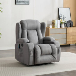 More4Homes Caesar Grey Technology Fabric Manual Recliner Rocking Swivel Heat & Massage Chair
