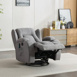More4Homes Caesar Grey Technology Fabric Manual Recliner Rocking Swivel Heat & Massage Chair - thumbnail 9