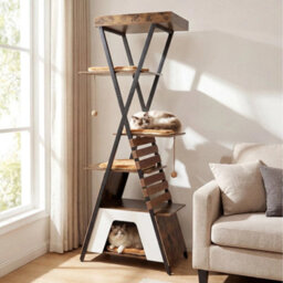 Cat Tree For Indoor Cats 185Cm Wooden Multi Level Cat Tower With Large Condo - thumbnail 4