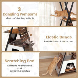 Cat Tree For Indoor Cats 185Cm Wooden Multi Level Cat Tower With Large Condo - thumbnail 6