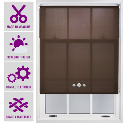 FURNISHED Roller Blind With Triple Diamond Eyelet - Made To Measure Mocha Roller Blind (W)210Cm X (L)165Cm - image 1