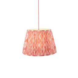 Luminosa Lighting Luminosa Eltham Brushed Aged Brass, Red Flex Pendant Light With Coral Pink Fabric Ikat Shade 40Cm B22