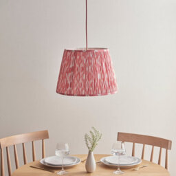 Luminosa Lighting Luminosa Eltham Brushed Aged Brass, Red Flex Pendant Light With Coral Pink Fabric Ikat Shade 40Cm B22 - thumbnail 3