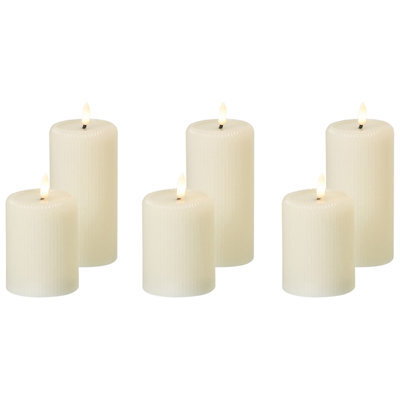 Beliani Set Of 6 Led Candles Noisette 10/16 Cm Off-White - image 1