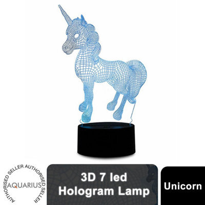 Aquarius Led 3D Colour Changing Hologram Night Light And Desk Lamp - Unicorn - image 1