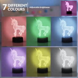 Aquarius Led 3D Colour Changing Hologram Night Light And Desk Lamp - Unicorn - thumbnail 4