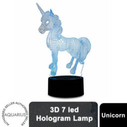 Aquarius Led 3D Colour Changing Hologram Night Light And Desk Lamp - Unicorn - thumbnail 1