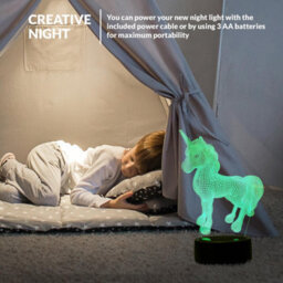 Aquarius Led 3D Colour Changing Hologram Night Light And Desk Lamp - Unicorn - thumbnail 2