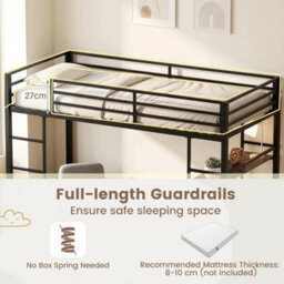 Single Size Metal Loft Bed Frame With Under Bed Shelves - thumbnail 5