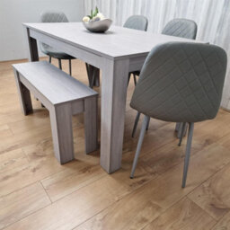 Kosy Koala Modern Grey Rectangle Dining Table Set With 4 Grey Gem Chairs And 1 Bench Dining Room Furniture - thumbnail 6