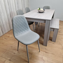 Kosy Koala Modern Grey Rectangle Dining Table Set With 4 Grey Gem Chairs And 1 Bench Dining Room Furniture - thumbnail 7
