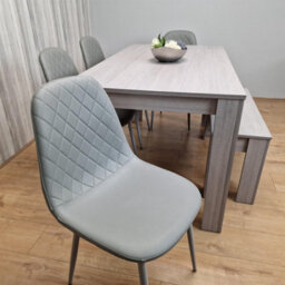 Kosy Koala Modern Grey Rectangle Dining Table Set With 4 Grey Gem Chairs And 1 Bench Dining Room Furniture - thumbnail 8