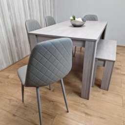 Kosy Koala Modern Grey Rectangle Dining Table Set With 4 Grey Gem Chairs And 1 Bench Dining Room Furniture - thumbnail 9