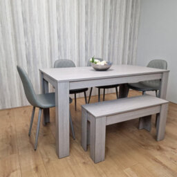 Kosy Koala Modern Grey Rectangle Dining Table Set With 4 Grey Gem Chairs And 1 Bench Dining Room Furniture - thumbnail 2