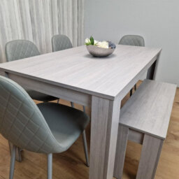 Kosy Koala Modern Grey Rectangle Dining Table Set With 4 Grey Gem Chairs And 1 Bench Dining Room Furniture - thumbnail 4