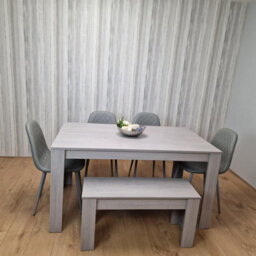 Kosy Koala Modern Grey Rectangle Dining Table Set With 4 Grey Gem Chairs And 1 Bench Dining Room Furniture - thumbnail 1