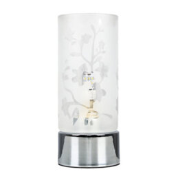 Valuelights Modern Floral Design Glass & Polished Chrome Touch Table Lamp - Includes 3W Led Dimmable G9 Bulb 6000K Cool White