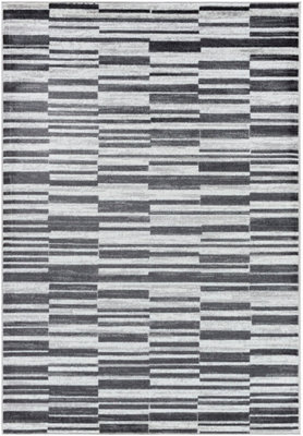 Livabliss Monte Carlo-Modern Black White Grey Graphic Living Dining Bedroom Rug 200 X 275 Cm Easy Care, Non Shedding - image 1