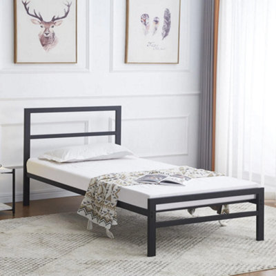 Reinforced Beds Block Bed - 3Ft Single 90X190Cm - Black - Reinforced Mesh Base - Robust Steel Structure - image 1
