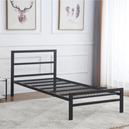 Reinforced Beds Block Bed - 3Ft Single 90X190Cm - Black - Reinforced Mesh Base - Robust Steel Structure - thumbnail 2