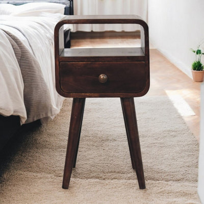 Artisan Furniture Solid Wood Mini California Walnut Curved Bedside With Open Slot - image 1