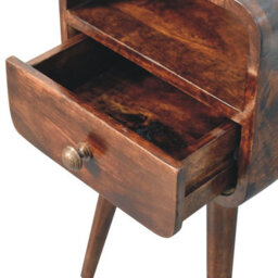 Artisan Furniture Solid Wood Mini California Walnut Curved Bedside With Open Slot - thumbnail 8