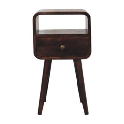 Artisan Furniture Solid Wood Mini California Walnut Curved Bedside With Open Slot - thumbnail 2