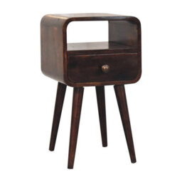 Artisan Furniture Solid Wood Mini California Walnut Curved Bedside With Open Slot - thumbnail 4