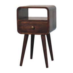 Artisan Furniture Solid Wood Mini California Walnut Curved Bedside With Open Slot - thumbnail 5