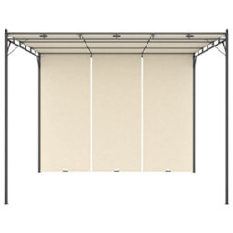 Berkfield Durable Garden Gazebo With Side Curtain 3X3X2.25M Cream - thumbnail 1