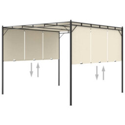 Berkfield Durable Garden Gazebo With Side Curtain 3X3X2.25M Cream - thumbnail 5