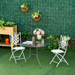 Outsunny Metal Garden Dining Table Outdoor Patio W/ Glass, Umbrella Hole - thumbnail 1