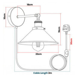 Industrial Matt Black Plug-In Wall Light - thumbnail 2