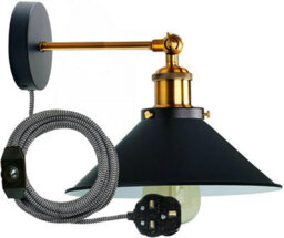 Industrial Matt Black Plug-In Wall Light - thumbnail 3
