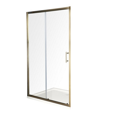 Homestylestore Antique Brass Reversible Wet Room Sliding Door Shower Enclosure With White Tray And Fast Flow Waste 1000 X 800mm - image 1