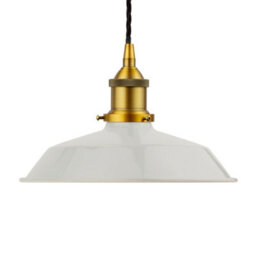 Pale Grey Small Trinity Metal Painted Dome Pendant Light With Antique Gold Lamp Holder And Black Twisted Cable - Se Home - thumbnail 1