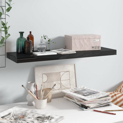 Berkfield Floating Wall Shelf High Gloss Black 80X23.5X3.8 Cm Mdf - image 1