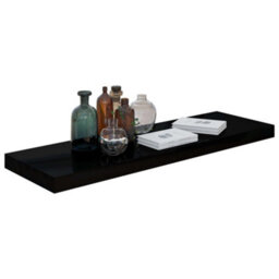 Berkfield Floating Wall Shelf High Gloss Black 80X23.5X3.8 Cm Mdf - thumbnail 3