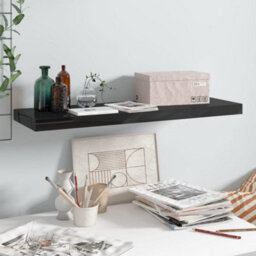 Berkfield Floating Wall Shelf High Gloss Black 80X23.5X3.8 Cm Mdf