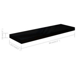 Berkfield Floating Wall Shelf High Gloss Black 80X23.5X3.8 Cm Mdf - thumbnail 7