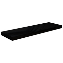 Berkfield Floating Wall Shelf High Gloss Black 80X23.5X3.8 Cm Mdf - thumbnail 2