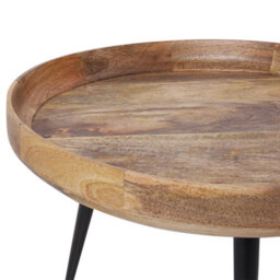Beliani Light Brown Mango Top Coffee Table With Black Tripod Base And Raised Edges, 51Cm Round - thumbnail 3