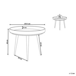Beliani Light Brown Mango Top Coffee Table With Black Tripod Base And Raised Edges, 51Cm Round - thumbnail 4