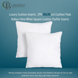 Casabella Luxury Cushion Inserts 30X30Cm Pack Of  4, Cushion Pads Hollowfibre White Square Cushion Insert, Sofa Cushions Inners - thumbnail 2